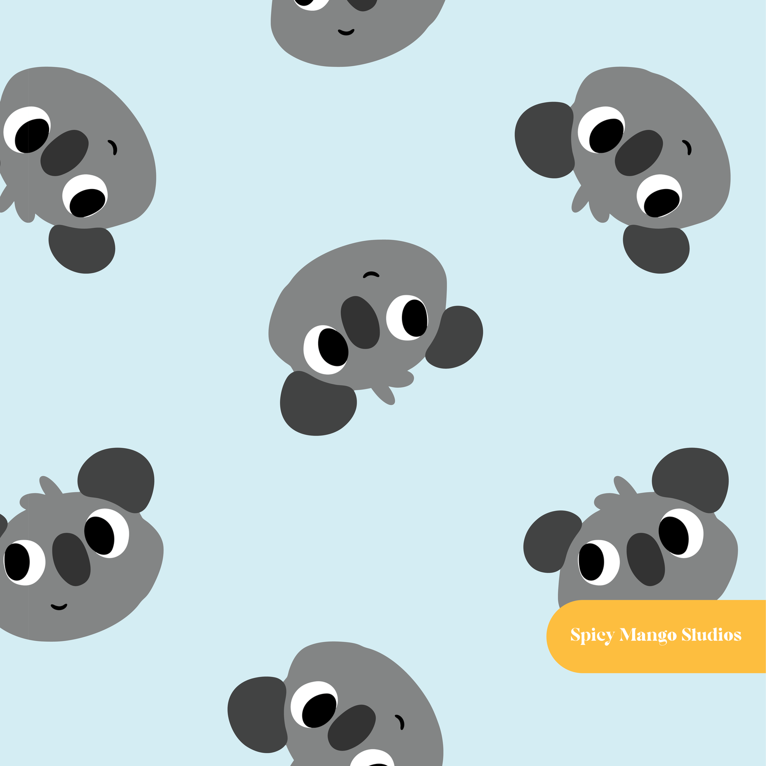 Light Blue Happy Koala Seamless Pattern