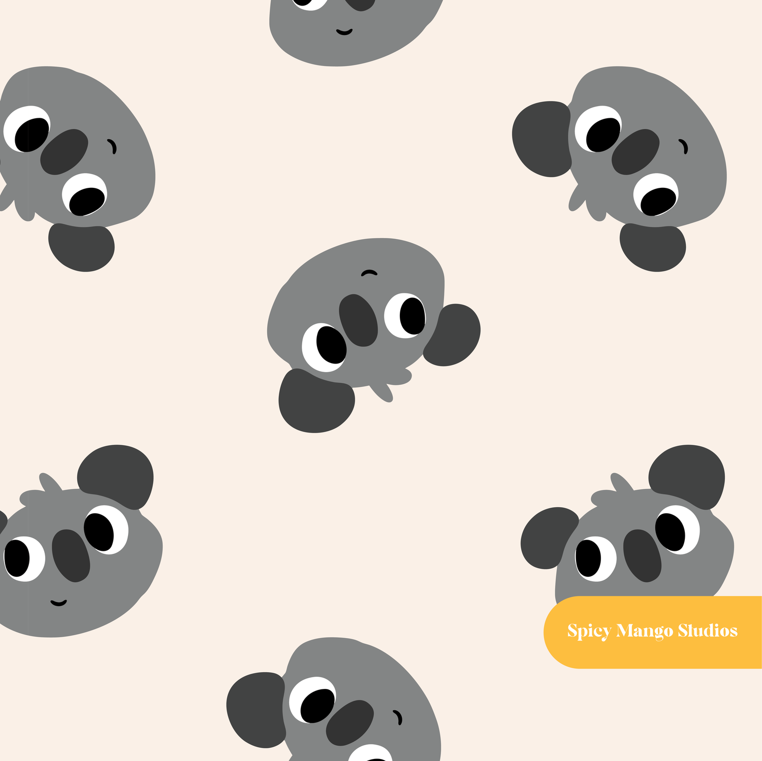 Neutral Happy Koala Seamless Pattern