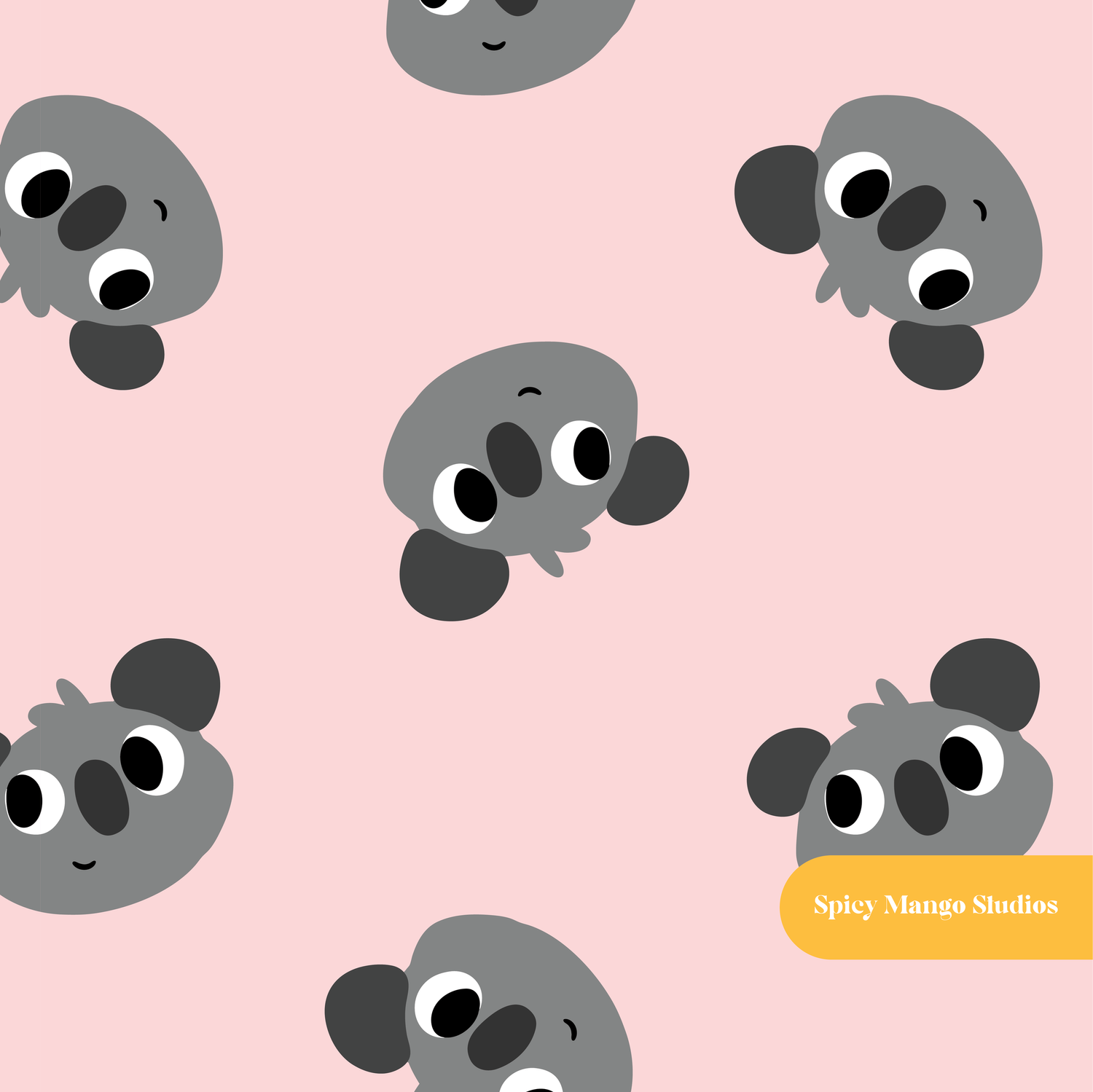 Pink Happy Koala Seamless Pattern