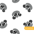 White Happy Koala Seamless Pattern