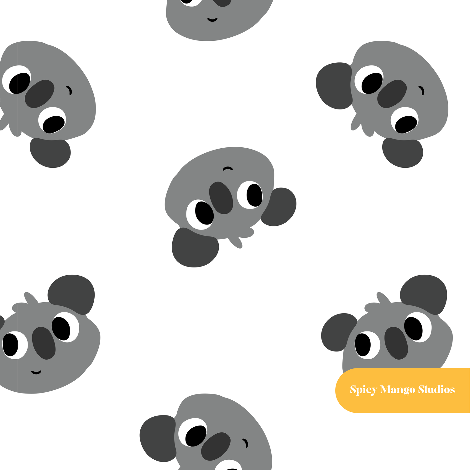 White Happy Koala Seamless Pattern
