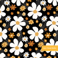 Black Halloween Floral Seamless Pattern