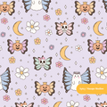 Lavender Halloween Magic Seamless Pattern