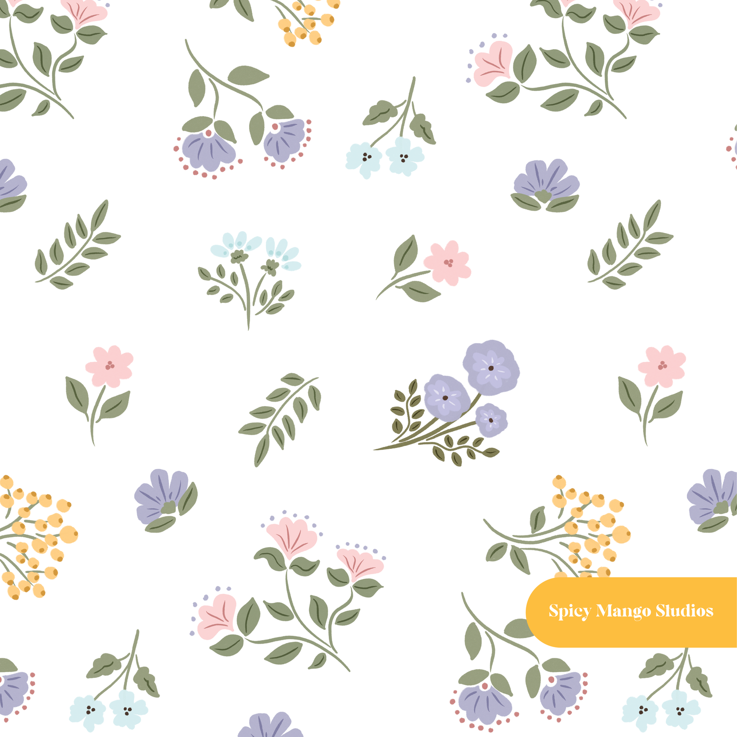 White Hannah Floral Seamless Pattern