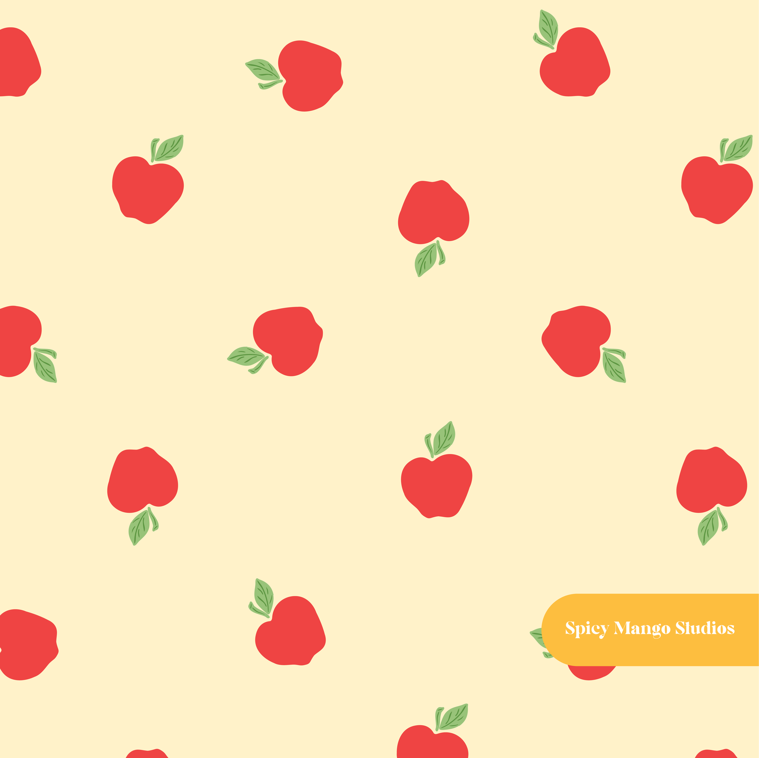 Buttercream Happy Apples Seamless Pattern – Digital Download