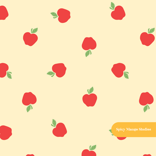 Buttercream Happy Apples Seamless Pattern – Digital Download