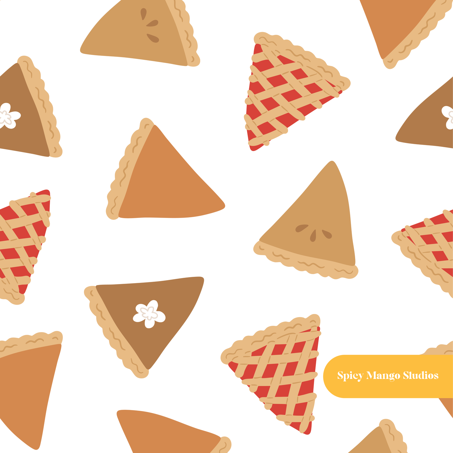 White Happy Pie Medley Seamless Pattern – Digital Download