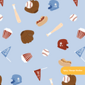 Blue Home Run Seamless Pattern – Baseball Season & Game Day Digital Download