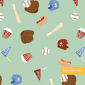 Green Home Run Seamless Pattern – Baseball Season & Game Day Digital Download