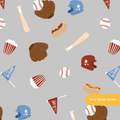 Gray Home Run Seamless Pattern – Baseball Season & Game Day Digital Download