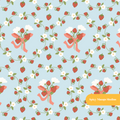 Dusty Blue Harmony Strawberry Floral Seamless Pattern