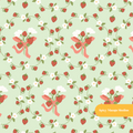 Pastel Green Harmony Strawberry Floral Seamless Pattern