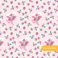 Pink and Pink Harmony Strawberry Floral Seamless Pattern