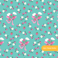Teal and Pink Harmony Strawberry Floral Seamless Pattern
