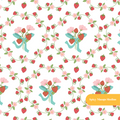 White and Red Harmony Strawberry Floral Seamless Pattern