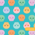 Aqua Pastel Halloween Skulls Seamless Pattern