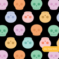 Black Pastel Halloween Skulls Seamless Pattern