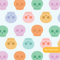 Light Blue Pastel Halloween Skulls Seamless Pattern