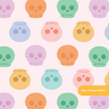 Pink Pastel Halloween Skulls Seamless Pattern