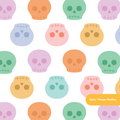 White Pastel Halloween Skulls Seamless Pattern