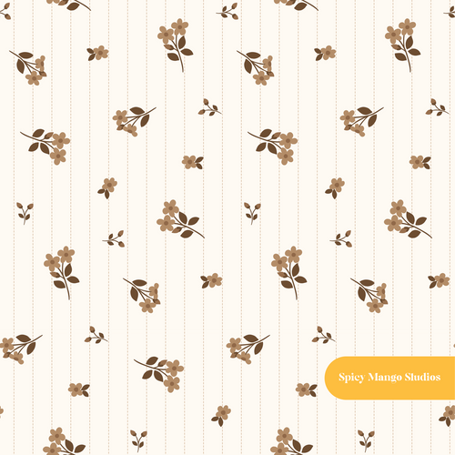 Brown Happy Vintage Floral Seamless Pattern