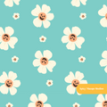 Aqua Halloween Daisies Seamless Pattern