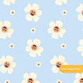 Light Blue Halloween Daisies Seamless Pattern