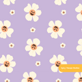 Purple Halloween Daisies Seamless Pattern