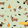 Sage Halloweenie Seamless Pattern