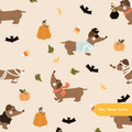 Tan Halloweenie Seamless Pattern