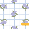 Periwinkle Plaid Hydrangea Floral Seamless Pattern