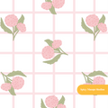 Pink Plaid Hydrangea Floral Seamless Pattern
