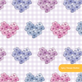Lavender Hydrangea Hearts Seamless Pattern