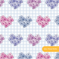 Light Blue Hydrangea Hearts Seamless Pattern