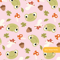 Pink Happy Frog Seamless Pattern
