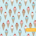 Light Blue Ice Cream Cone Medley Seamless Pattern – Digital Download