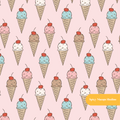 Light Pink Ice Cream Cone Medley Seamless Pattern – Digital Download