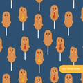 Navy Kawaii Corn Dogs Seamless Pattern