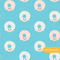 Aqua Kawaii Donuts Seamless Pattern