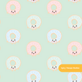 Pastel Green Kawaii Donuts Seamless Pattern