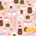 Pink Kawaii Sushi Seamless Pattern