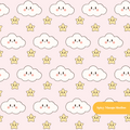 Pink Kawaii Clouds Seamless Pattern