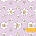 Lavender Kawaii Daisy Seamless Pattern