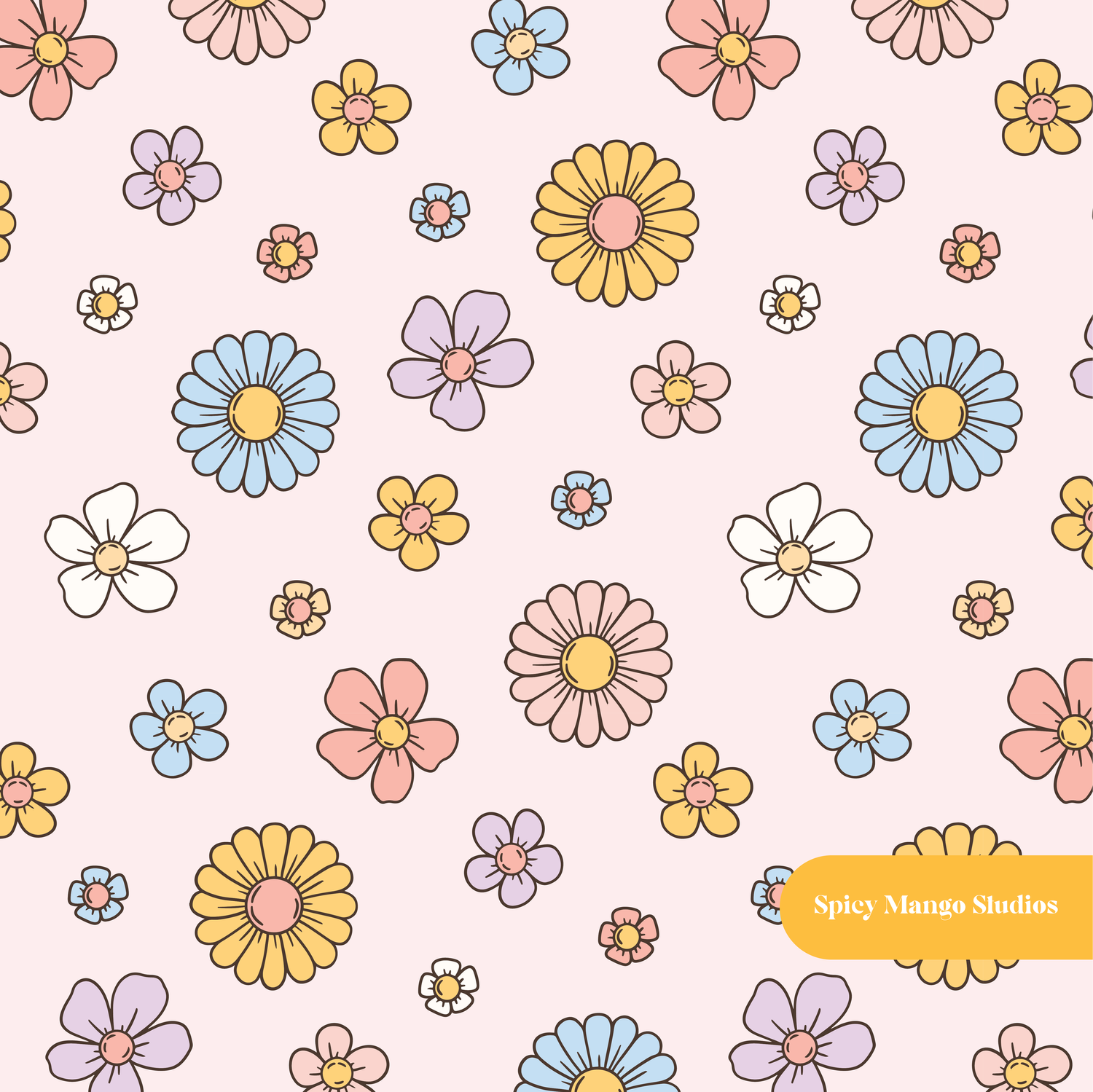 Pink Spring Floral Seamless Pattern