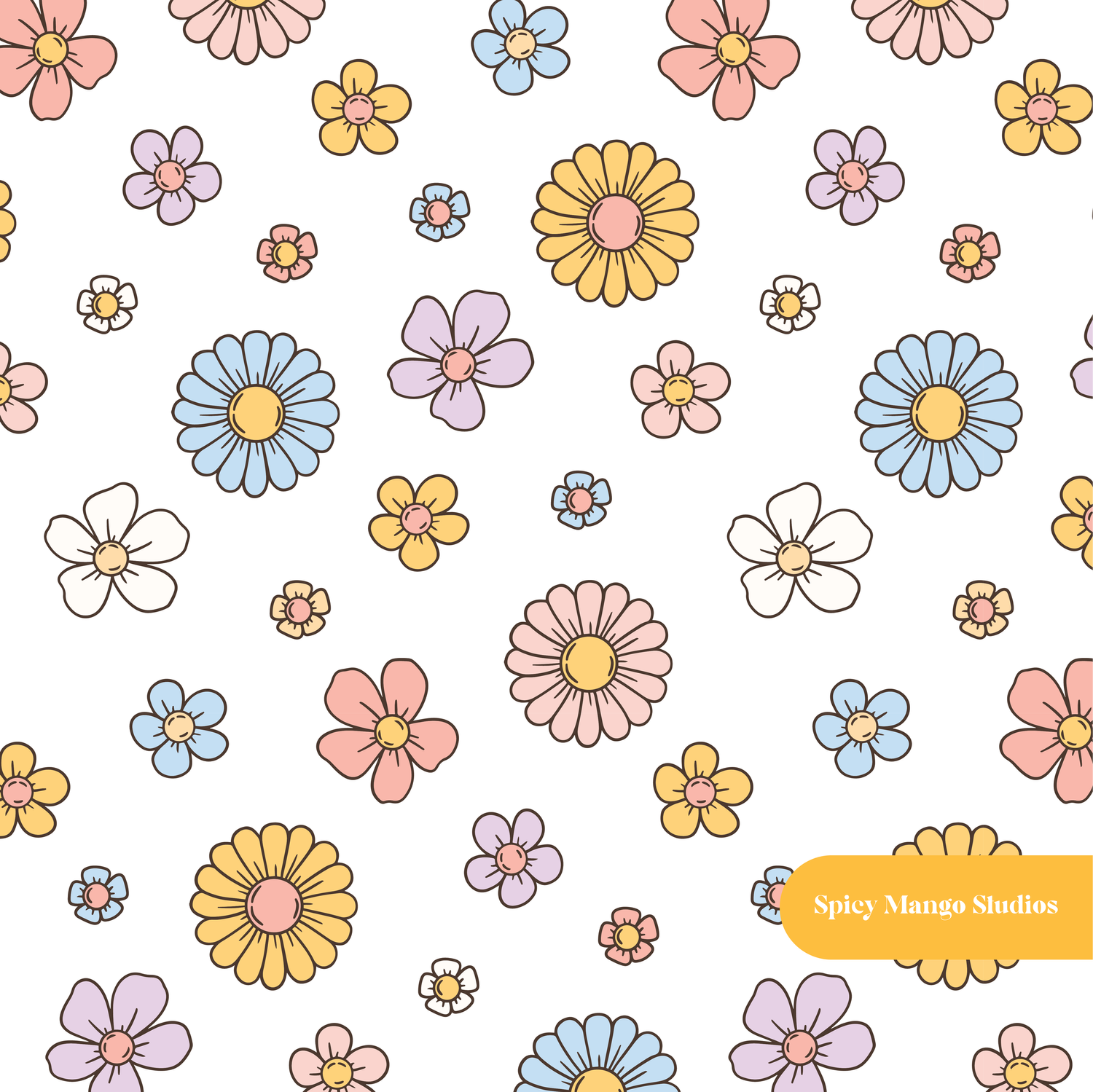 White Spring Floral Seamless Pattern