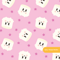 Pink Kawaii Marshmallows Seamless Pattern