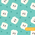 Teal Kawaii Marshmallows Seamless Pattern