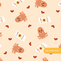 Neutral Kawaii Hot Dogs Seamless Pattern