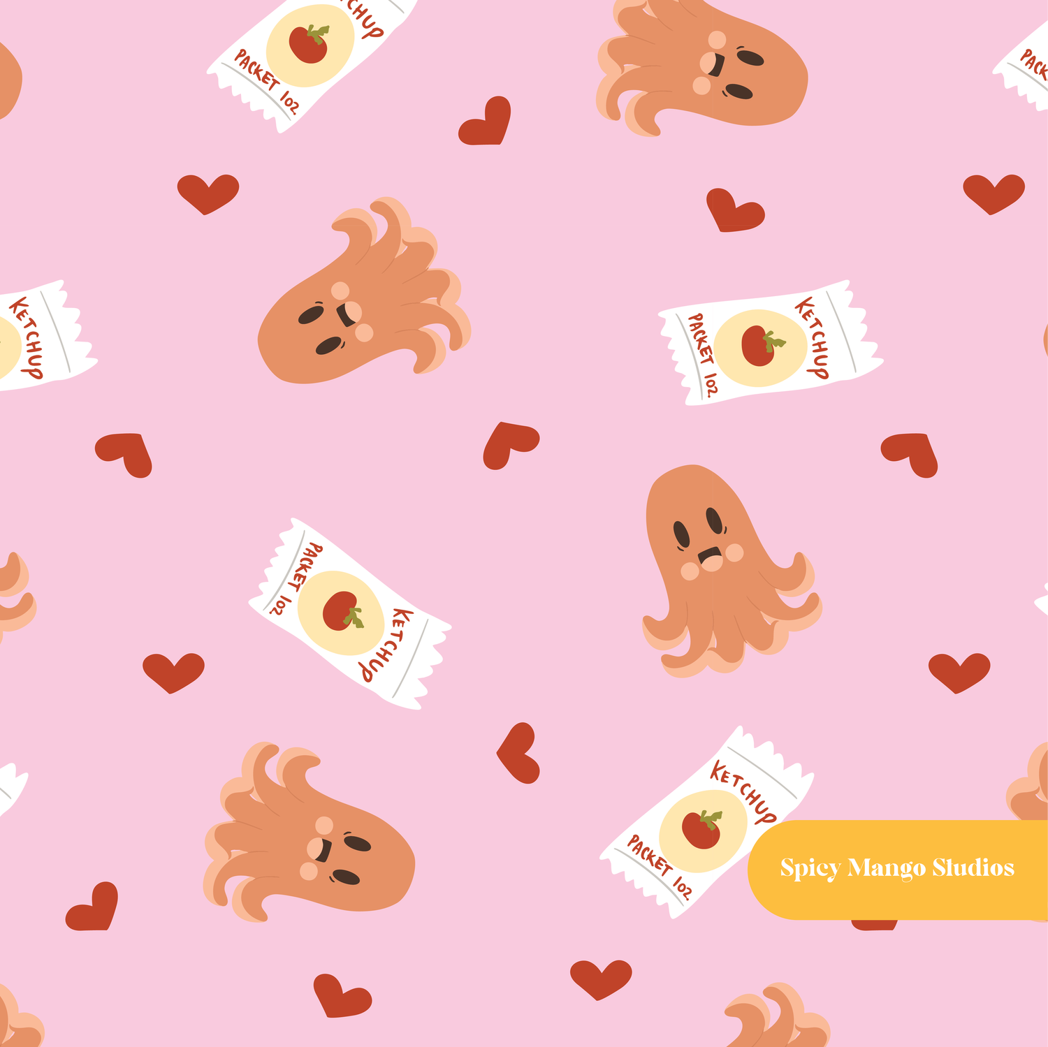 Pink Kawaii Hot Dogs Seamless Pattern