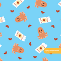 Sky Blue Kawaii Hot Dogs Seamless Pattern